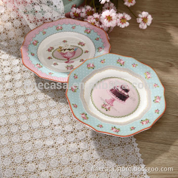 8.75 Inches Elegant New Bone China Wave Shaped Plate of Ice Cream